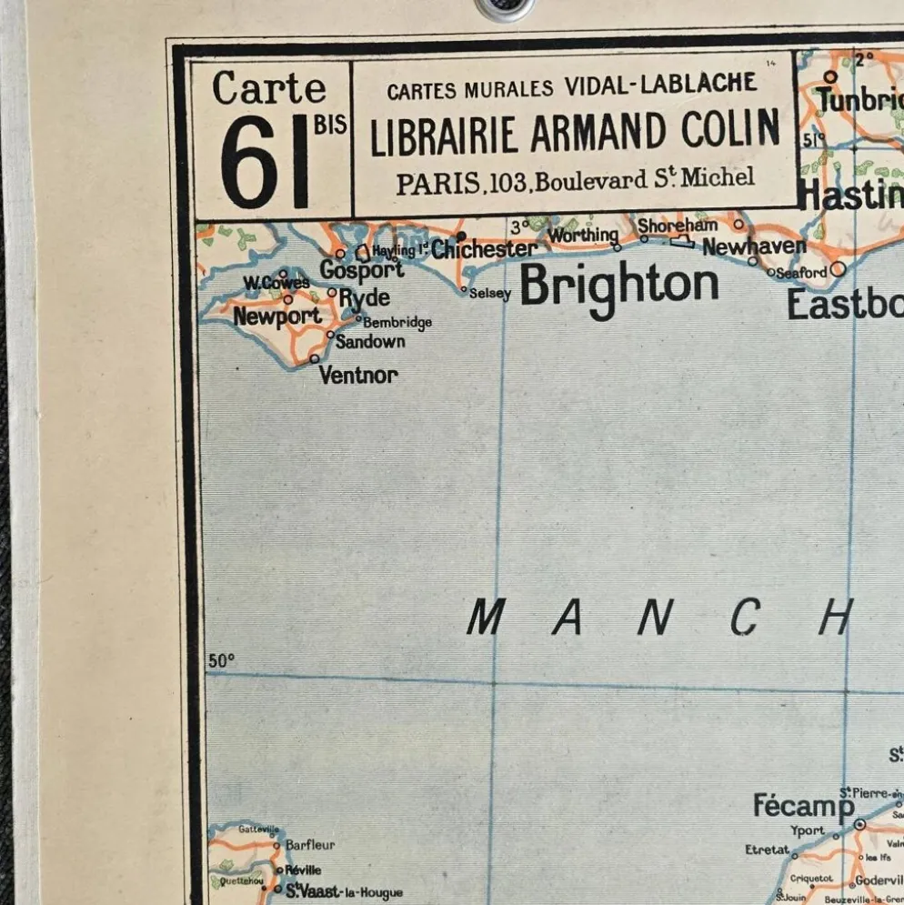 Grande carte scolaire Vidal-Lablache Bassin de Paris Région du Nord – Années 50