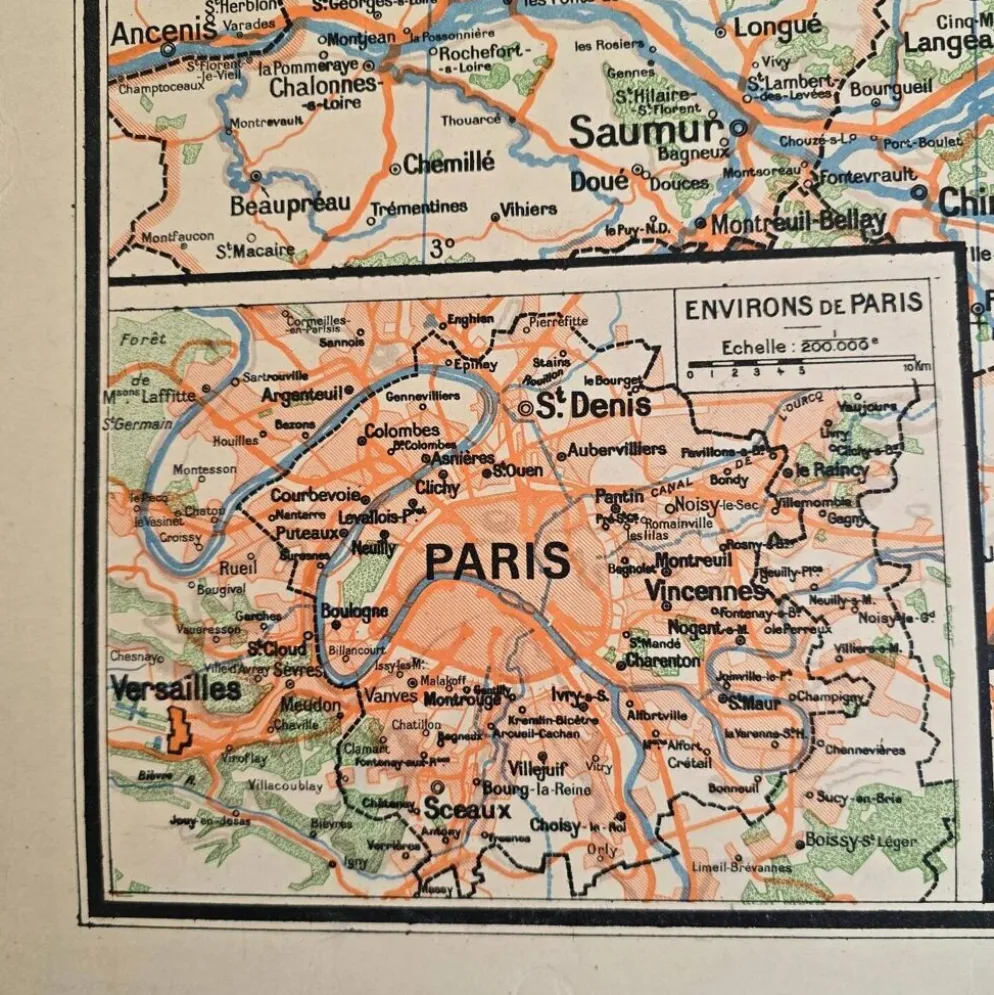 Grande carte scolaire Vidal-Lablache Bassin de Paris Région du Nord – Années 50