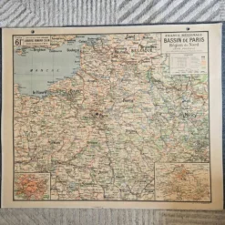 Grande carte scolaire Vidal-Lablache Bassin de Paris Région du Nord – Années 50