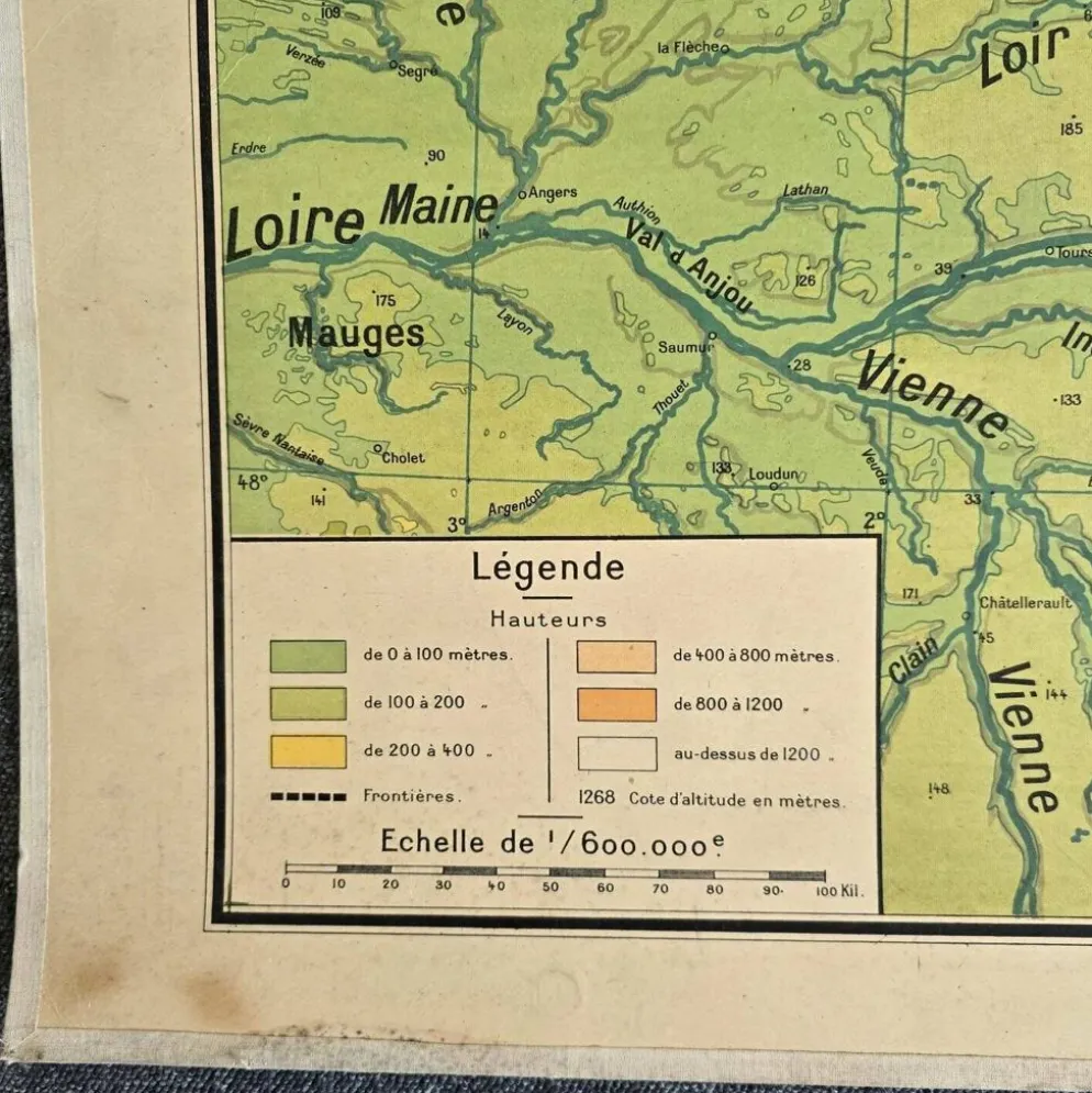 Grande carte scolaire Vidal-Lablache Bassin de Paris Région du Nord – Années 50