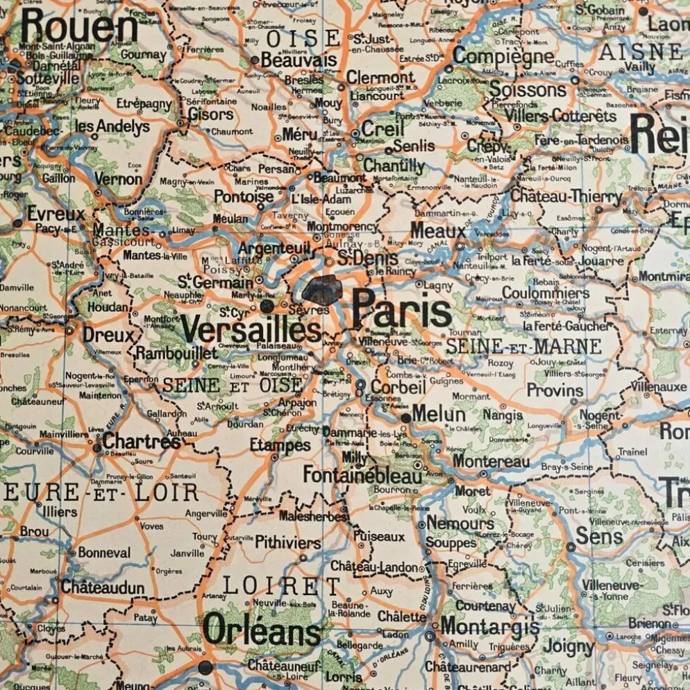 Grande carte scolaire Vidal-Lablache Bassin de Paris Région du Nord – Années 50