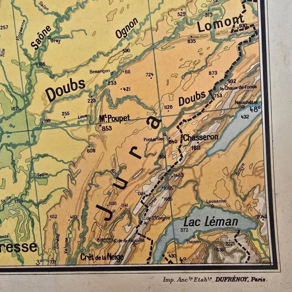 Grande carte scolaire Vidal-Lablache Bassin de Paris Région du Nord – Années 50