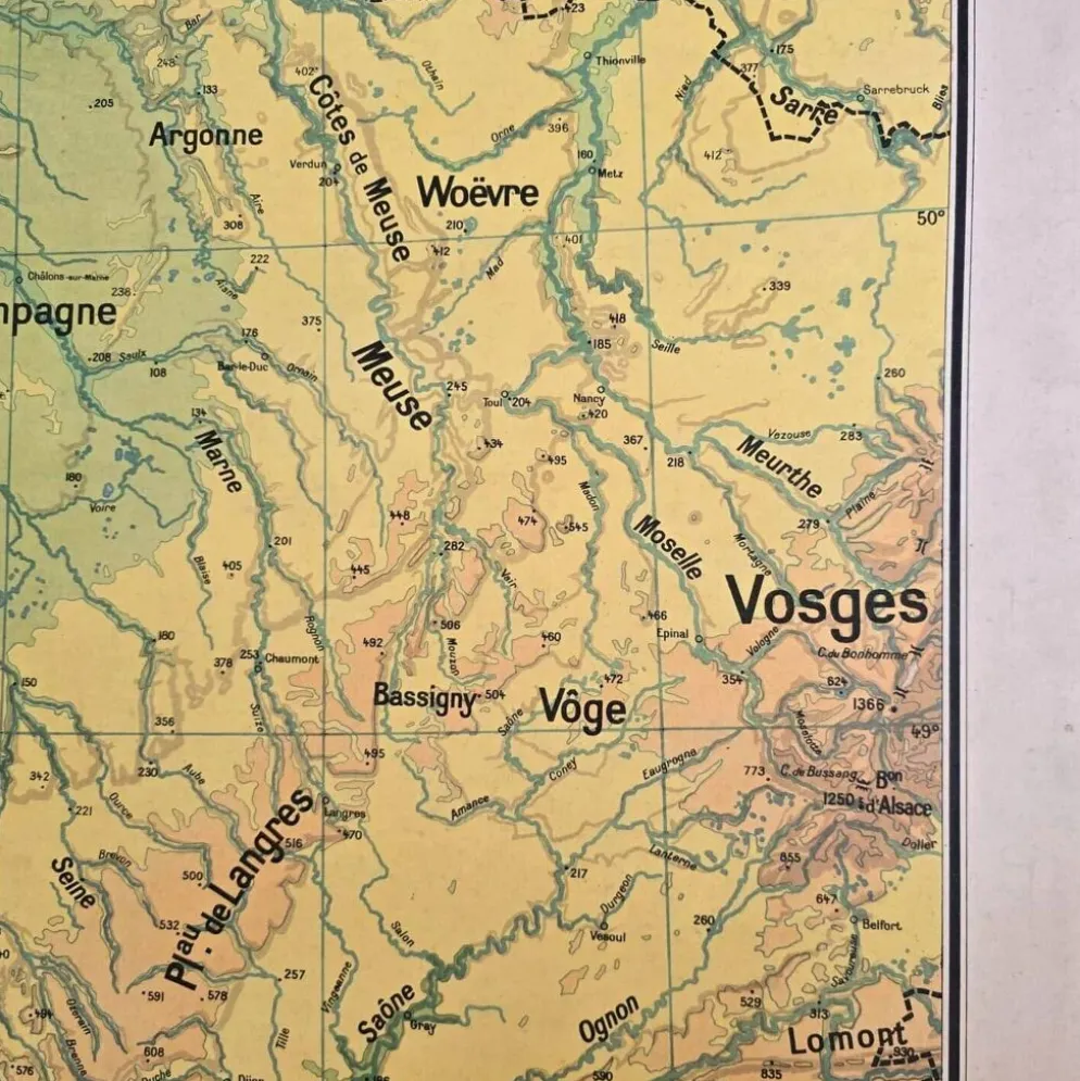 Grande carte scolaire Vidal-Lablache Bassin de Paris Région du Nord – Années 50