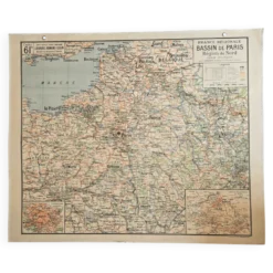 Grande carte scolaire Vidal-Lablache Bassin de Paris Région du Nord – Années 50
