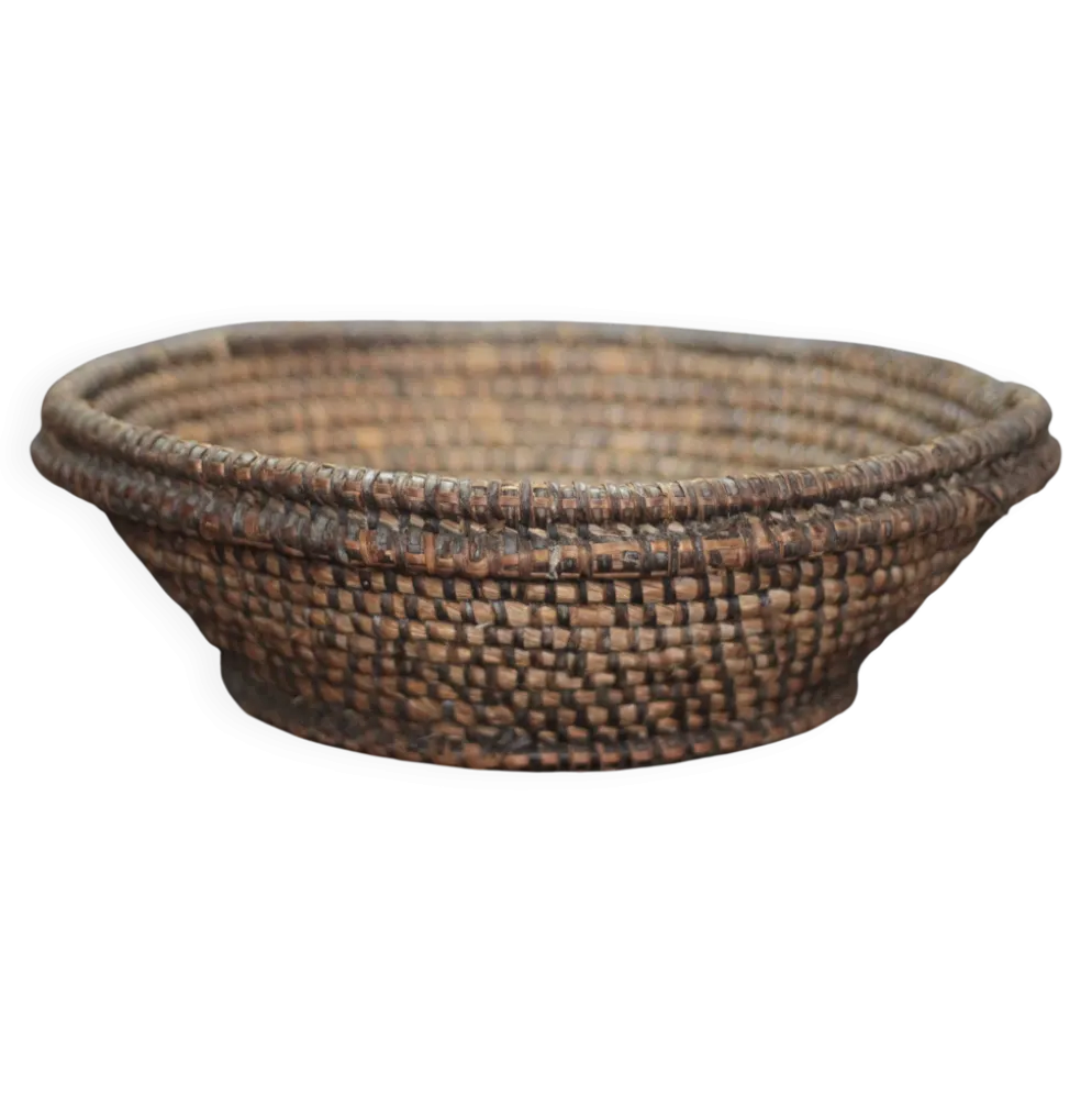 Grande coupe osier ancienne, bourgne paille et ronce, coupe tressé, campagn