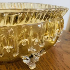 Grande coupe vintage en verre ambré
