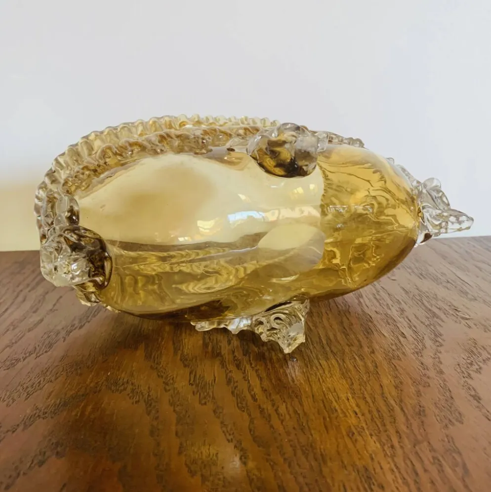 Grande coupe vintage en verre ambré