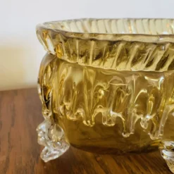 Grande coupe vintage en verre ambré