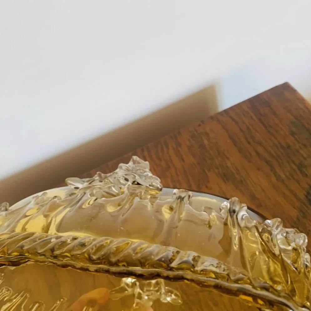 Grande coupe vintage en verre ambré
