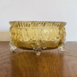 Grande coupe vintage en verre ambré