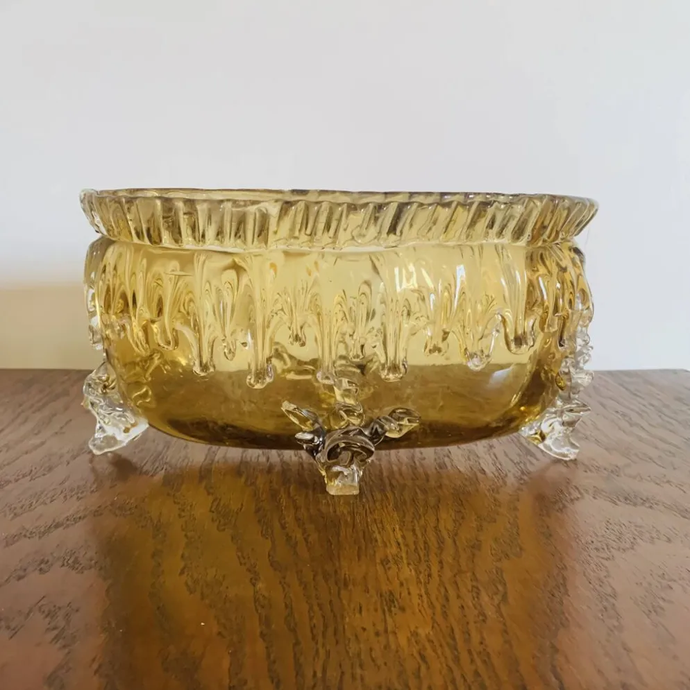 Grande coupe vintage en verre ambré