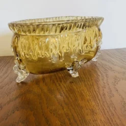 Grande coupe vintage en verre ambré