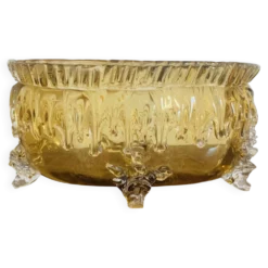 Grande coupe vintage en verre ambré