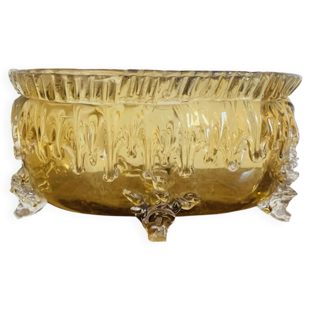 Grande coupe vintage en verre ambré