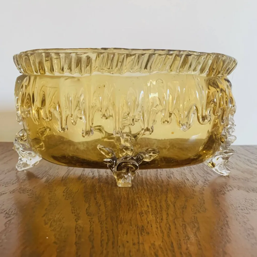 Grande coupe vintage en verre ambré