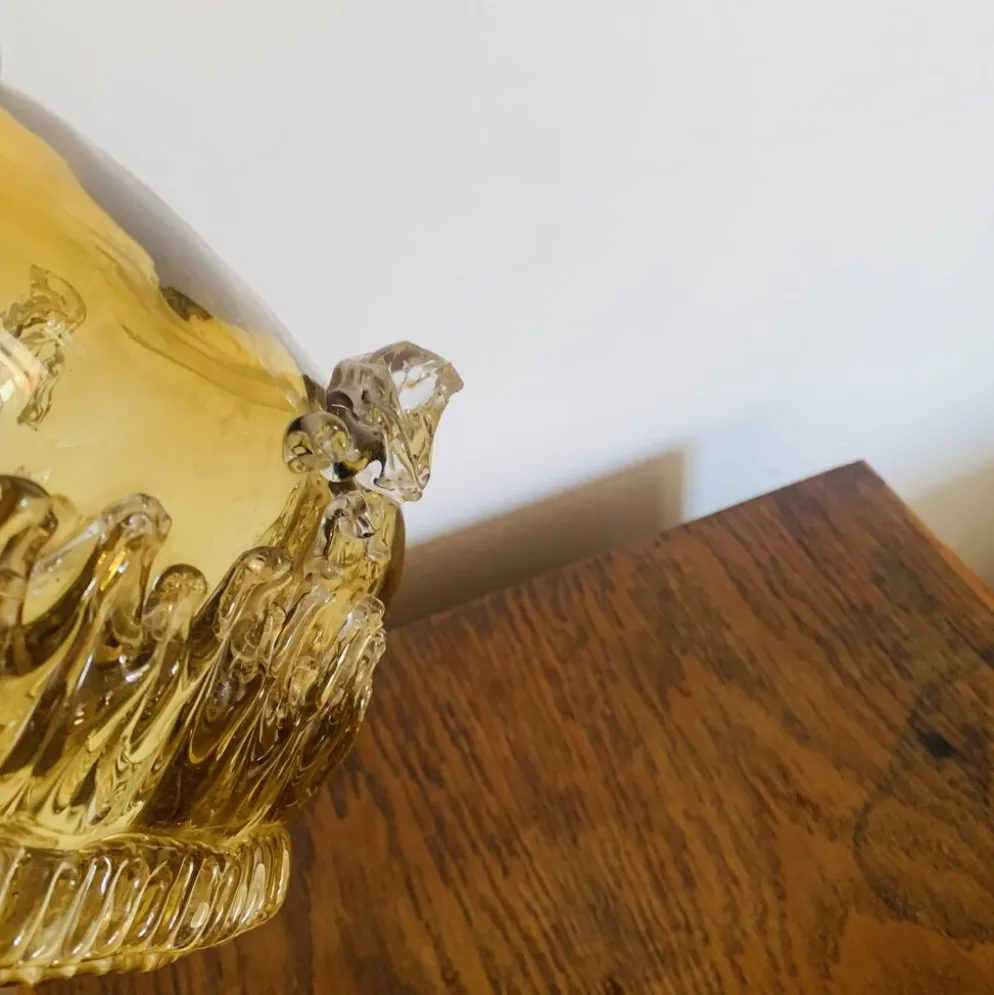 Grande coupe vintage en verre ambré