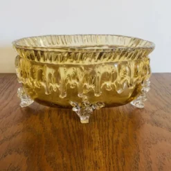 Grande coupe vintage en verre ambré