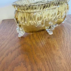 Grande coupe vintage en verre ambré