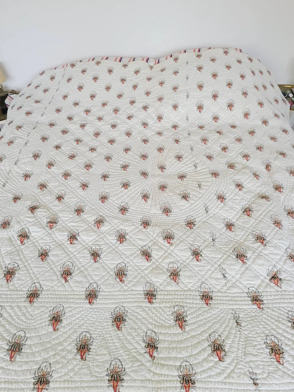 1850 grande courtepointe piquee 195 x 190 cm