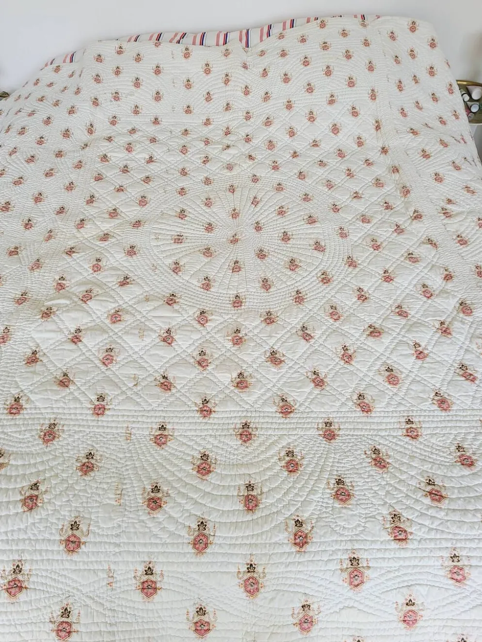 1850 grande courtepointe piquee 195 x 190 cm