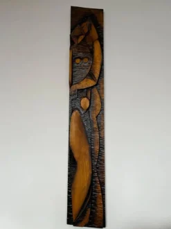 Grande décoration murale en bois de design mid-century / amoureux, années 1960, Tchécoslovaquie