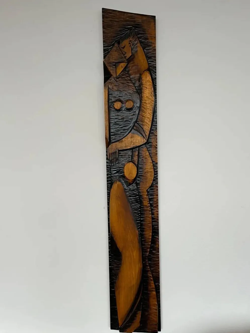 Grande décoration murale en bois de design mid-century / amoureux, années 1960, Tchécoslovaquie