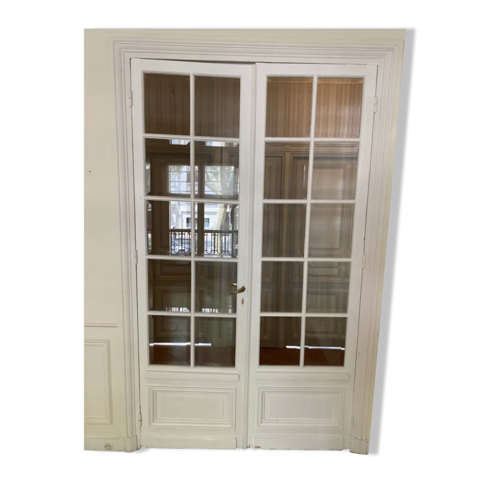 Grande double porte haussmannienne vitrée, Paris fin XIXe siècle