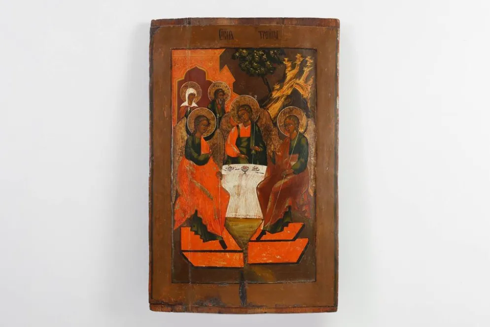 Grande icône religieuse russe « La Sainte Trinité », XVIIIe siècle