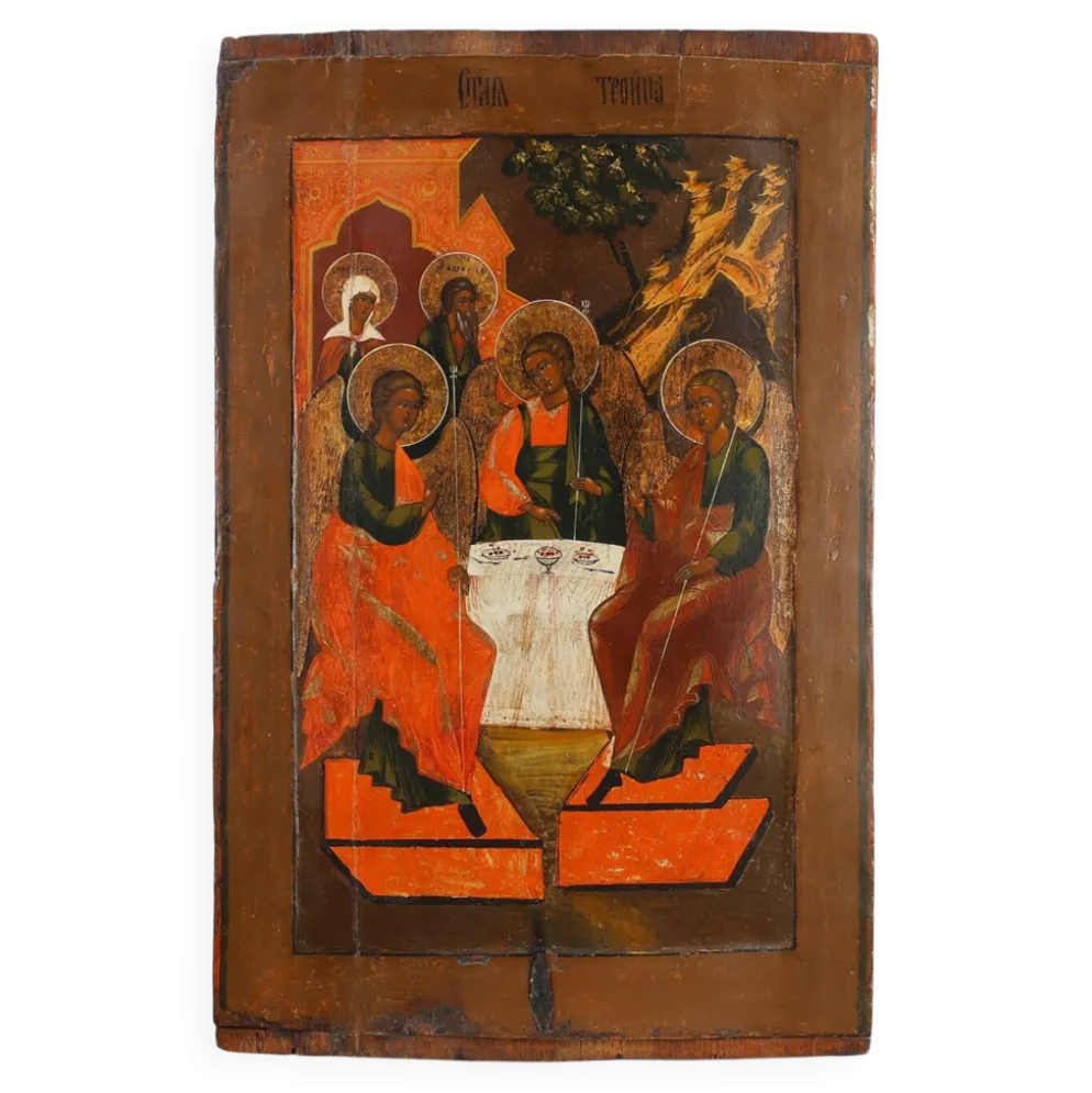 Grande icône religieuse russe « La Sainte Trinité », XVIIIe siècle