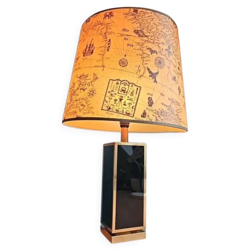Grande Lampe Laiton Dore Et Noir Année 70 Dlg Maison Jansen Design Et Éléga