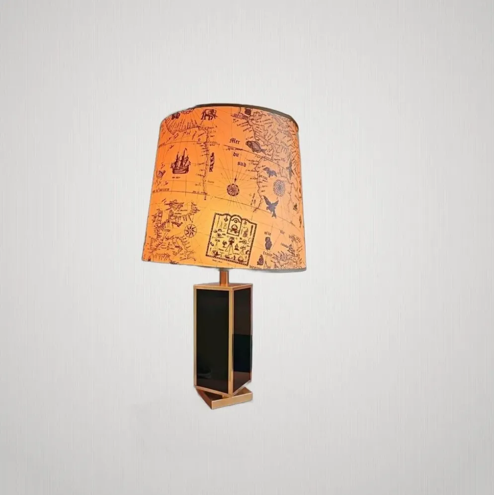 Grande Lampe Laiton Dore Et Noir Année 70 Dlg Maison Jansen Design Et Éléga