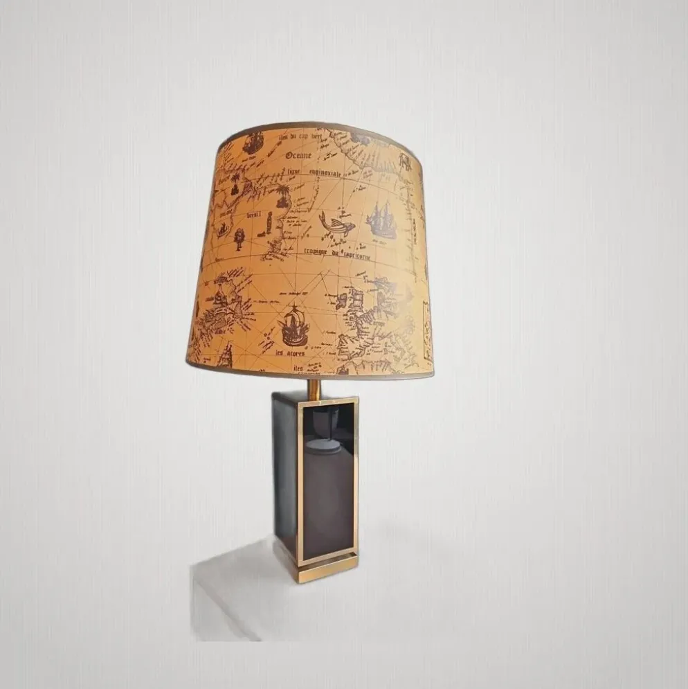 Grande Lampe Laiton Dore Et Noir Année 70 Dlg Maison Jansen Design Et Éléga