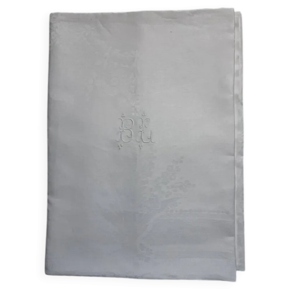 Grande nappe damassée - 2m x 4m10 - monogrammée BL, 1930