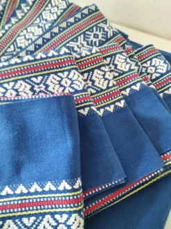 grande nappe et 11 serviettes vintage basque bleu indigo,