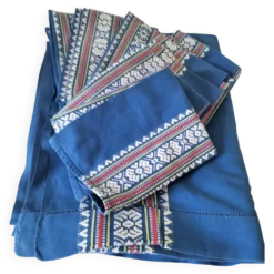 grande nappe et 11 serviettes vintage basque bleu indigo,