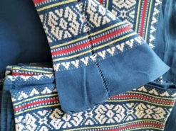 grande nappe et 11 serviettes vintage basque bleu indigo,