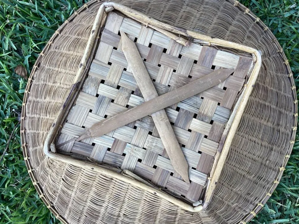 Grande panière rotin plat