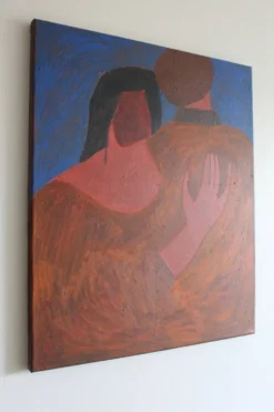Grande peinture figurative minimaliste couple "near you"