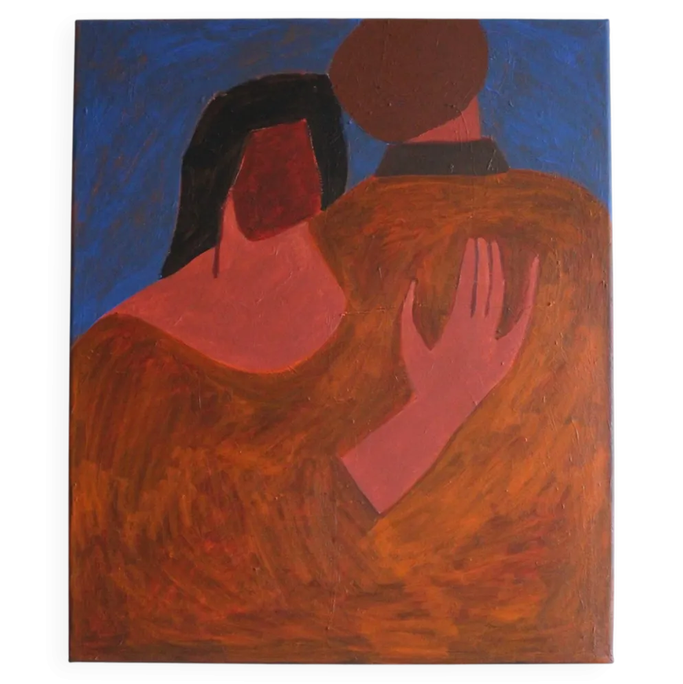 Grande peinture figurative minimaliste couple "near you"