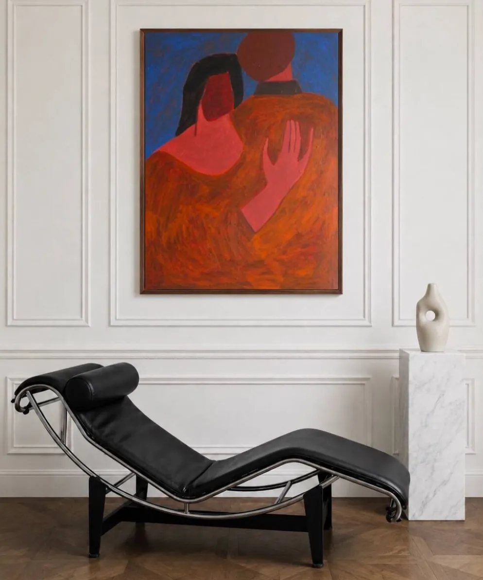 Grande peinture figurative minimaliste couple "near you"