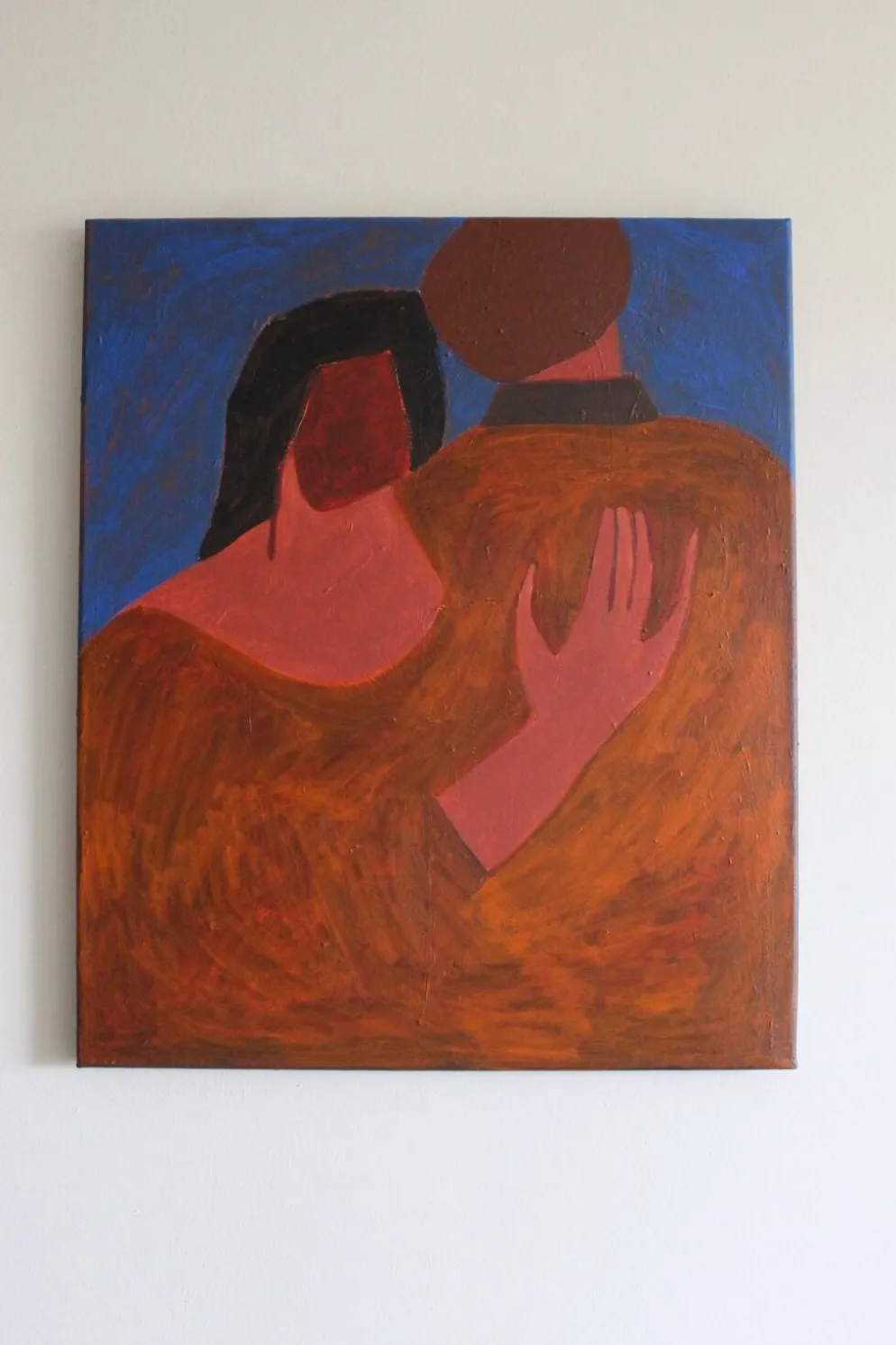 Grande peinture figurative minimaliste couple "near you"