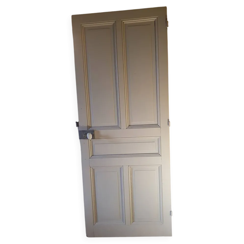 Grande porte d'intérieur en chêne peinte avec ses gonds