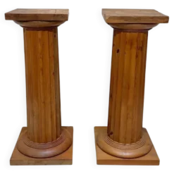 Grandes colonnes néoclassiques françaises en bois de pin, 1910, ensemble de 2