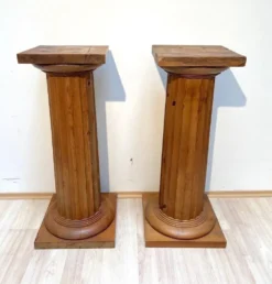 Grandes colonnes néoclassiques françaises en bois de pin, 1910, ensemble de 2