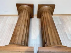 Grandes colonnes néoclassiques françaises en bois de pin, 1910, ensemble de 2