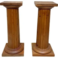 Grandes colonnes néoclassiques françaises en bois de pin, 1910, ensemble de 2
