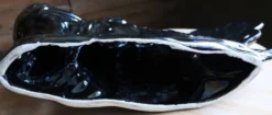 Grande sculpture de paons en céramique noire irisée - Années 1970