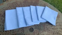 6 grandes serviettes en coton damassées teintées bleues, vintage