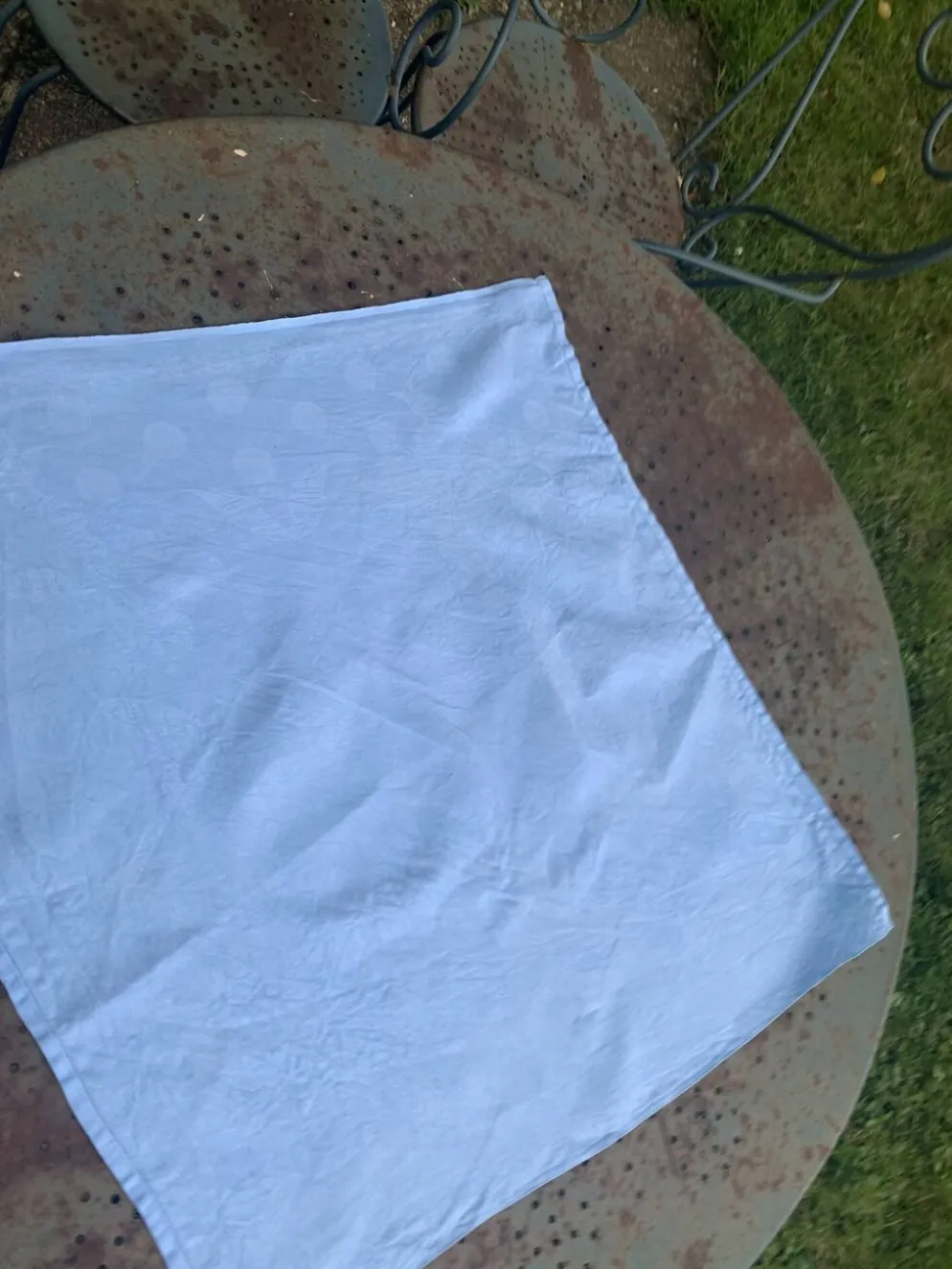6 grandes serviettes en coton damassées teintées bleues, vintage