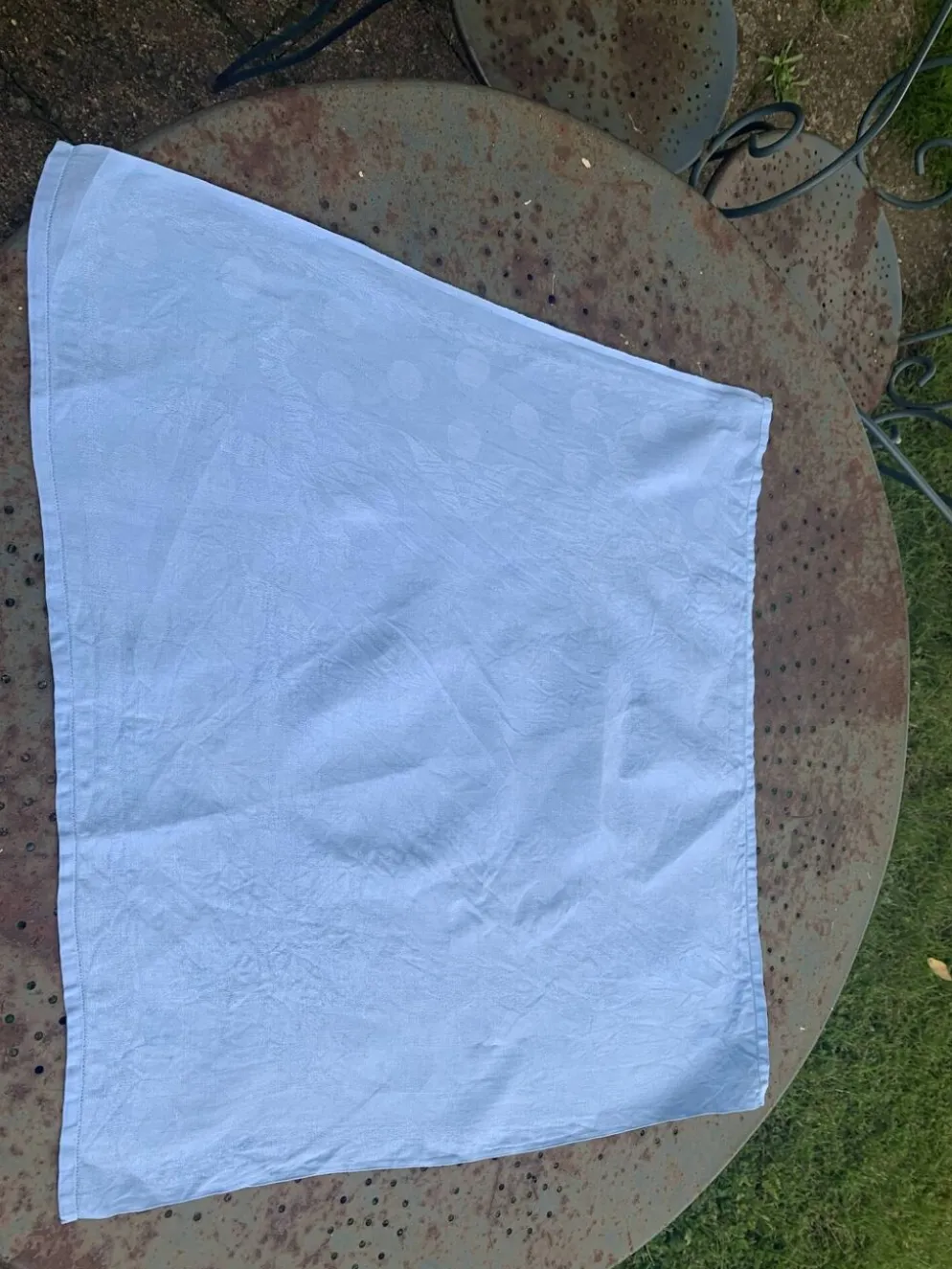 6 grandes serviettes en coton damassées teintées bleues, vintage